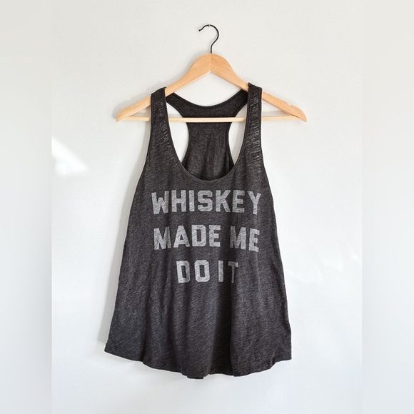 Gray Graphic Tank Top ‘Whiskey Made Me Do It’ The Chive - Size Large - Picture 1 of 1